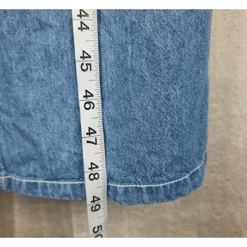 Vtg Denim Jumper Dress Maxi Button Front Cargo Pockets Medium Utility 90s Y2K - Picture 16 of 16